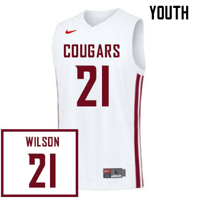 Youth #21 Jack Wilson Washington State Cougars College Basketball Jerseys Sale-White